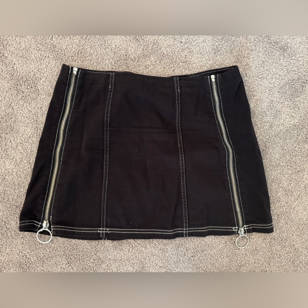 Silence + Noise Black Skirt with Zipper Details